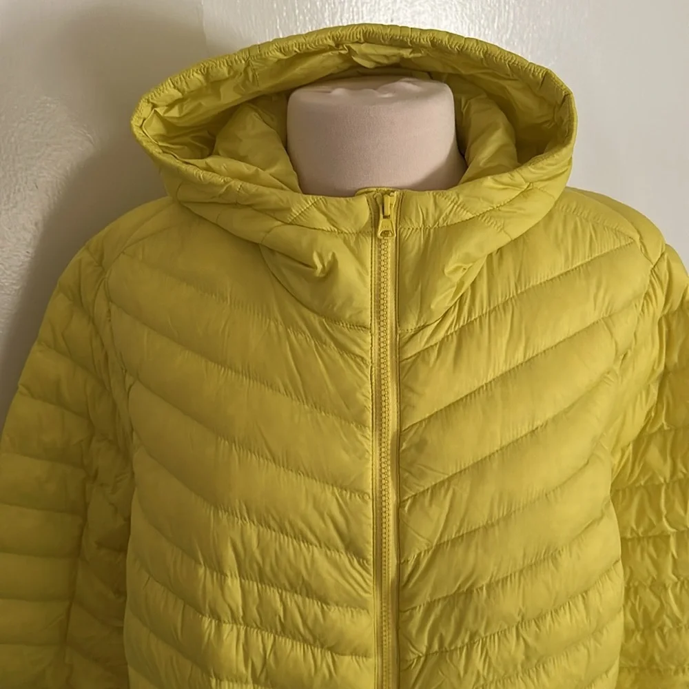 Lands' End Lightweight Hooded Puffer Jacket in Bright Yellow